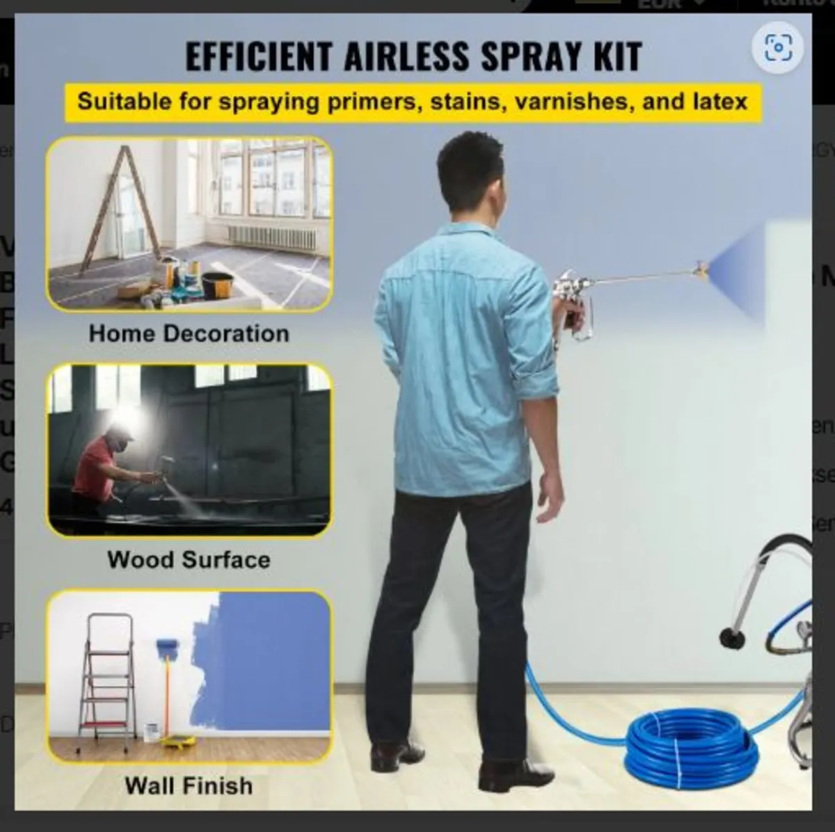 Airless Paint Sprayer Gun and Hose Kit Tool - Image 2