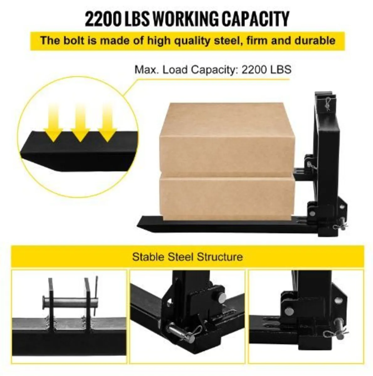 3 Point Hitch Pallet Fork 907.2 kg, - Image 4