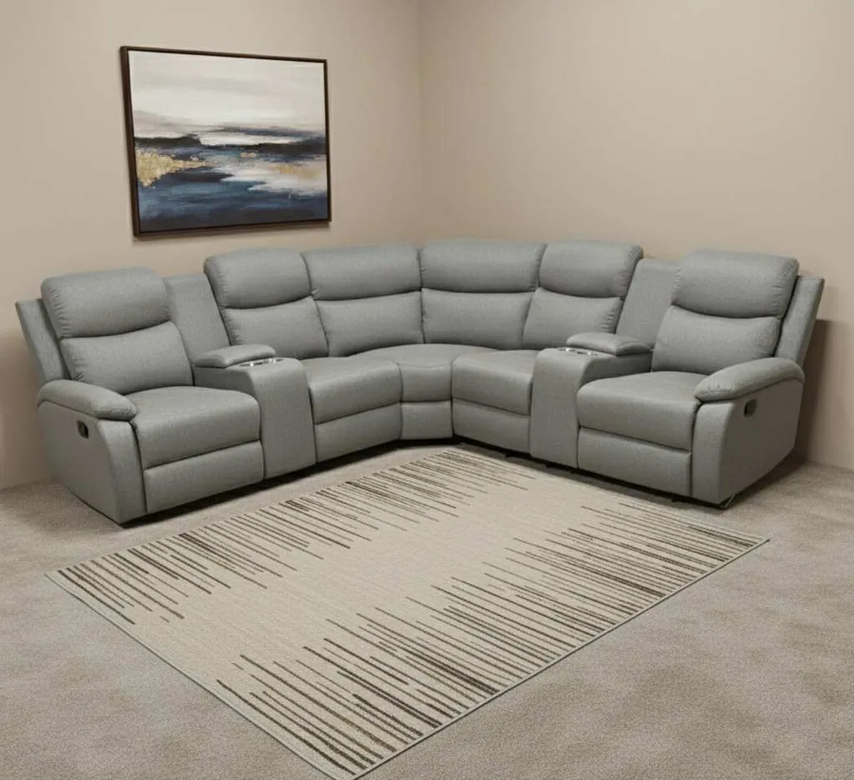 New Stanley Corner Grey Fabric Recliner Sofa - Image 2
