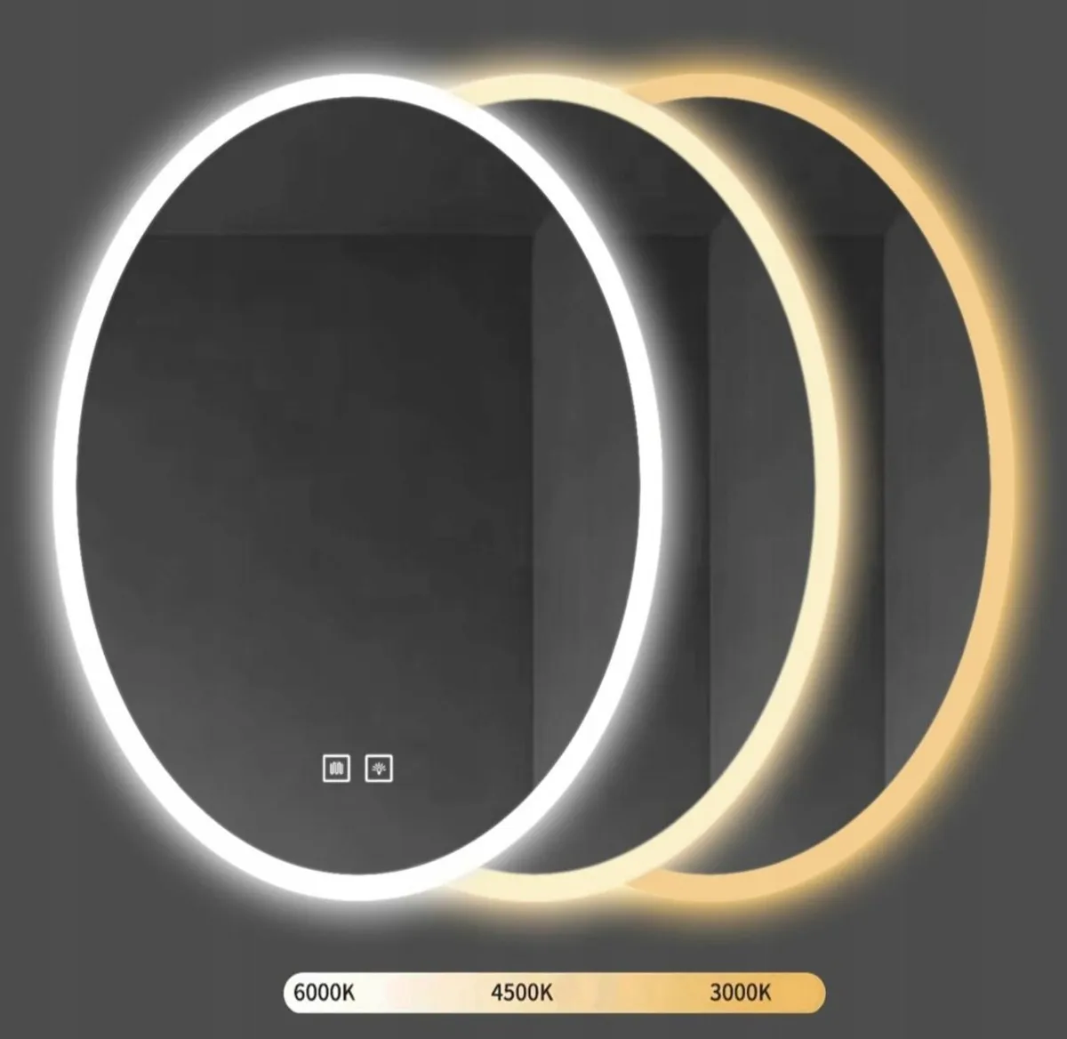 LED Bathroom Mirror 60x80cm Oval Demister Fog Free - Image 4
