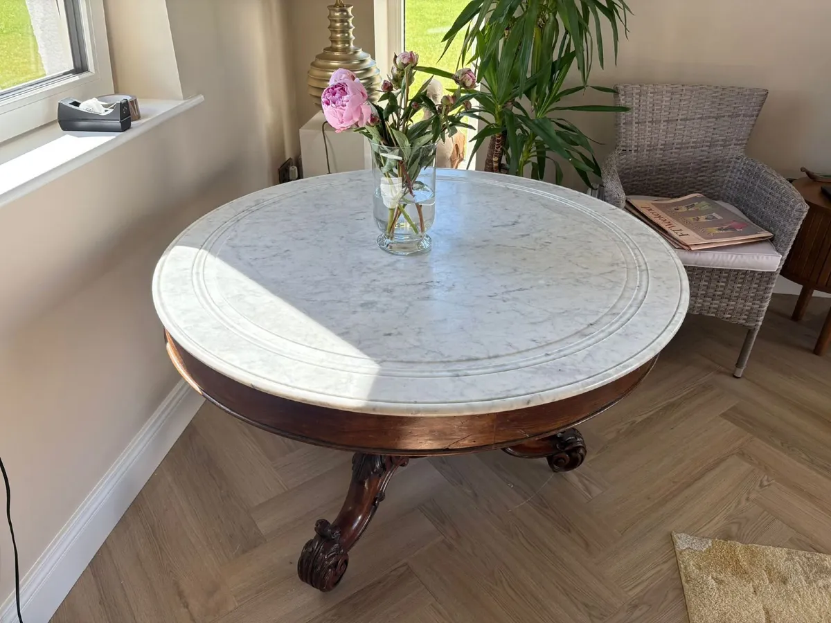 Antique Victorian  Mahogany Table with Marble Top - Image 1