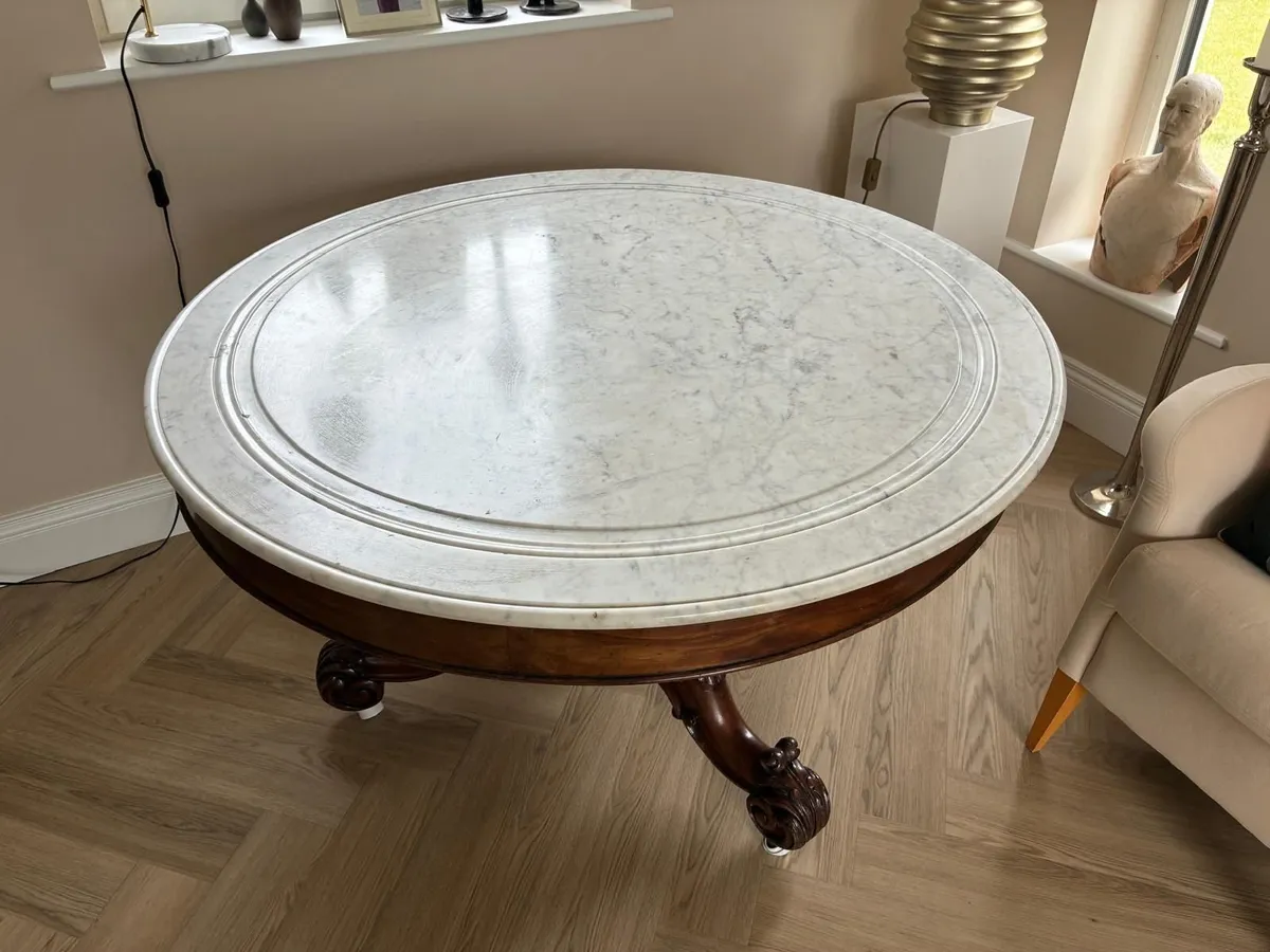 Antique Victorian  Mahogany Table with Marble Top - Image 2