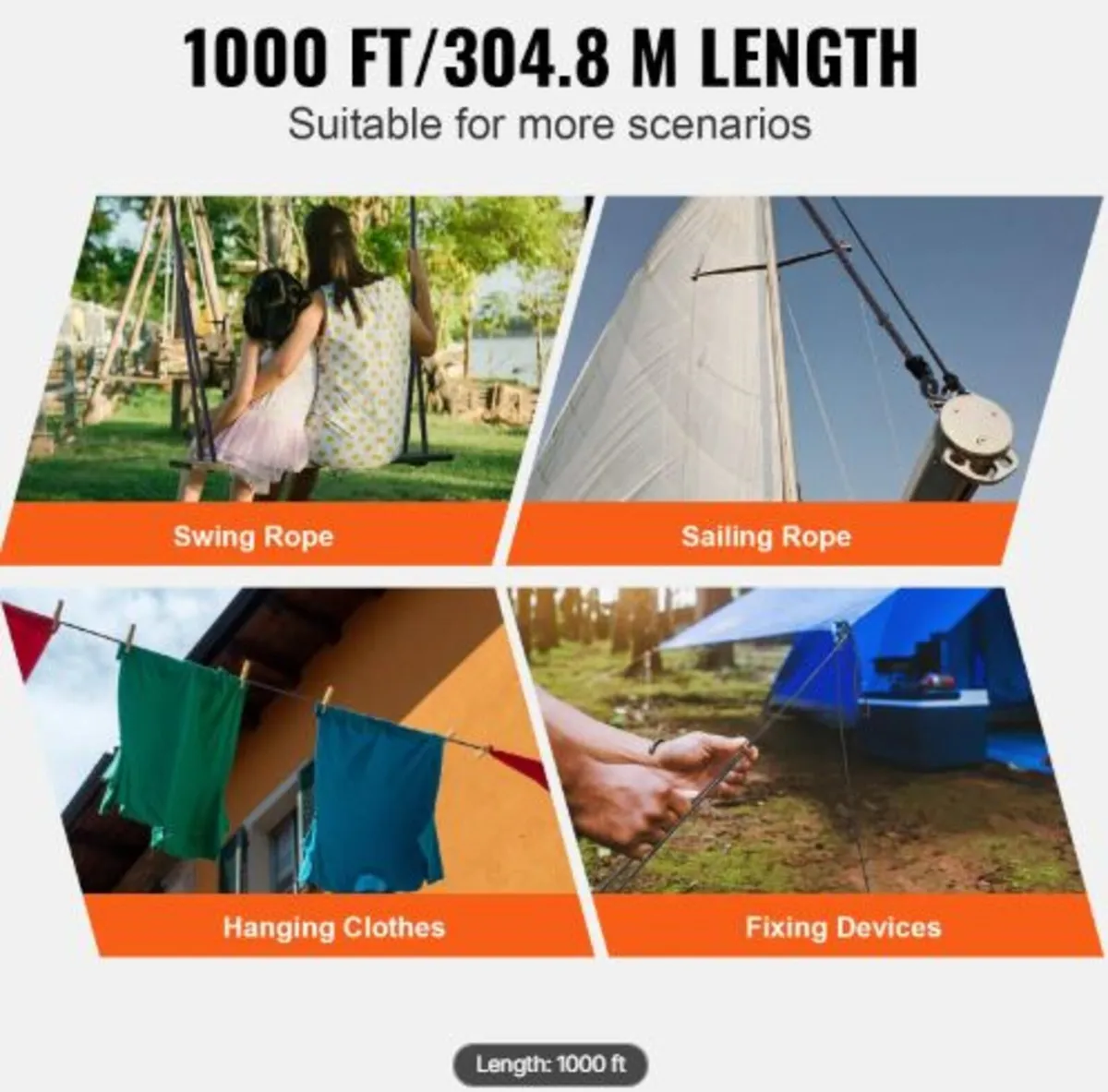 Braided Nylon Rope, 0.48cm (3/16 in)x305 m(1000ft - Image 3