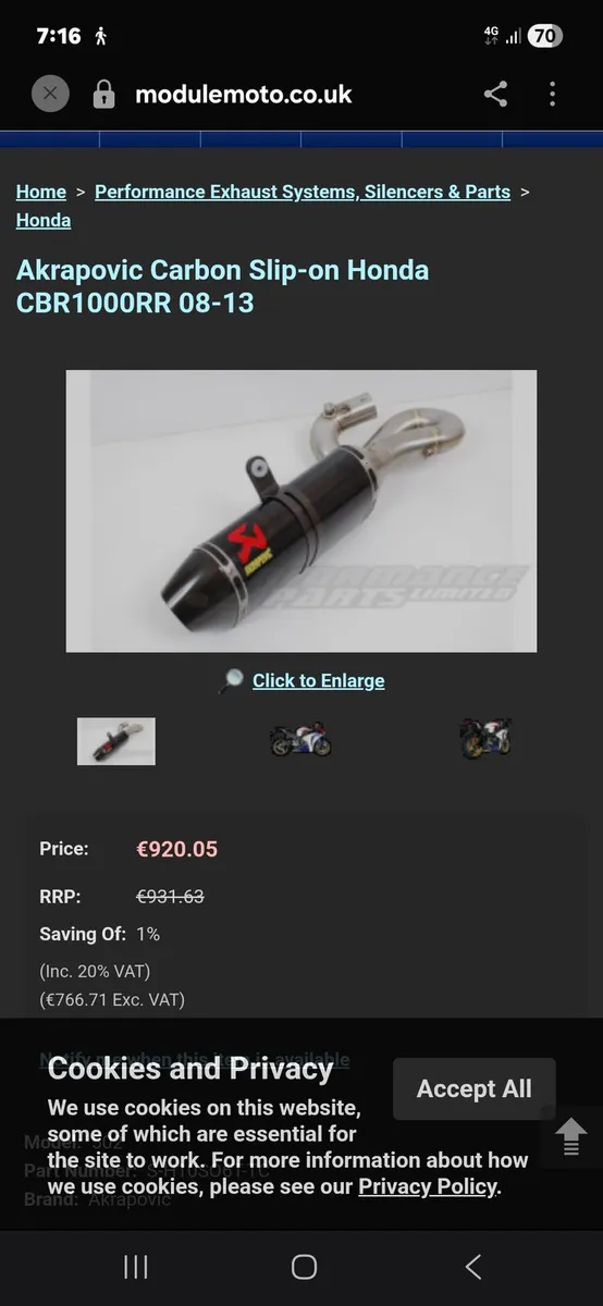 HONDA CBR1000RR AKRAPOVIC EXHAUST - Image 3