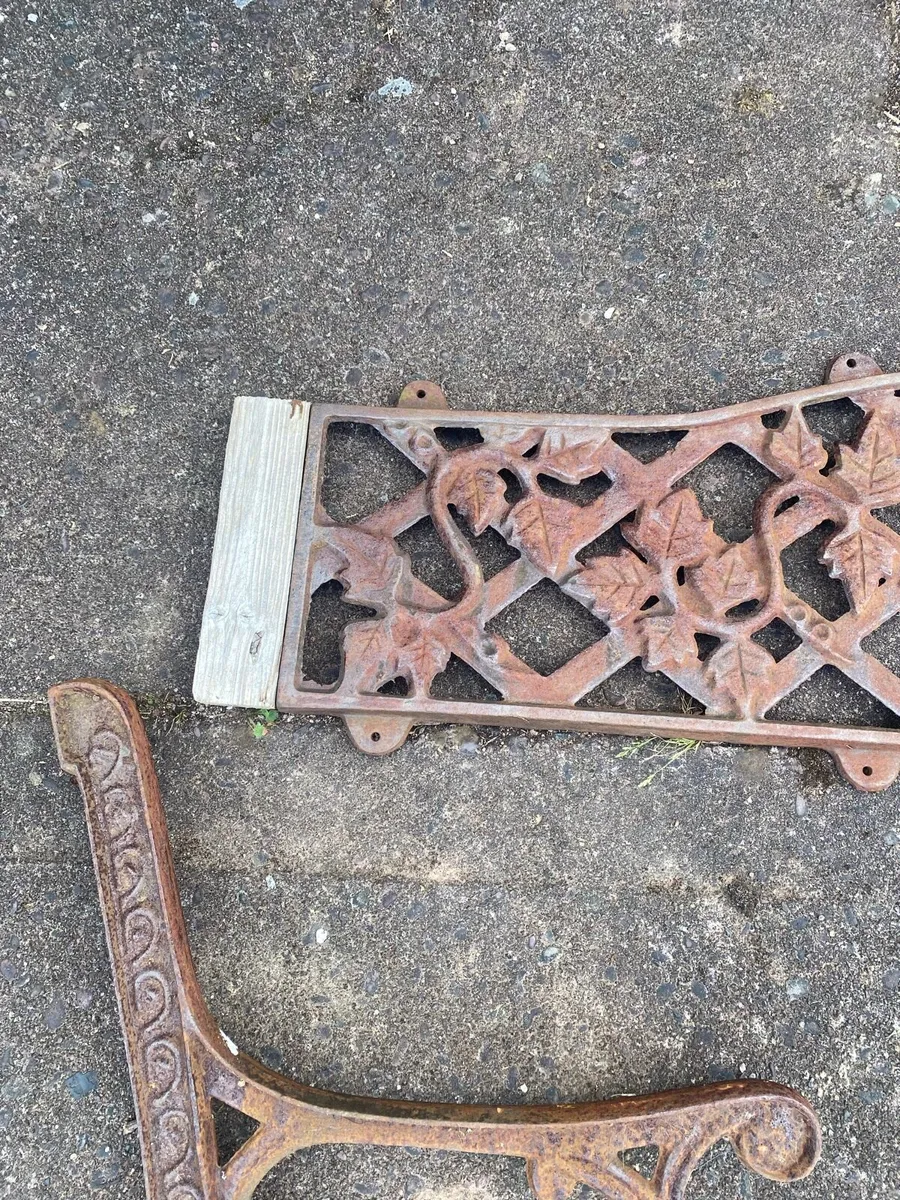 Cast iron bench ends. - Image 2