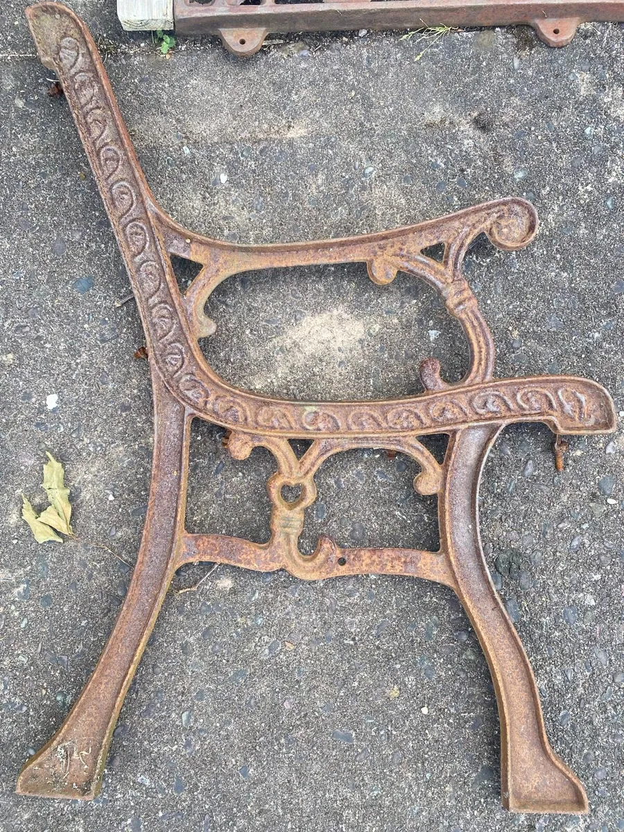Cast iron bench ends. - Image 3