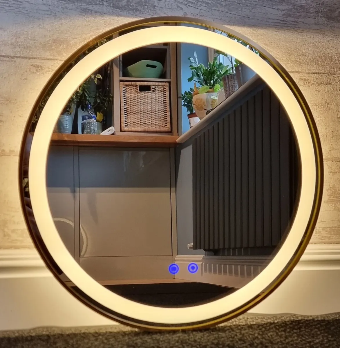 LED Bathroom Mirror Gold Frame Fog Free - Image 1