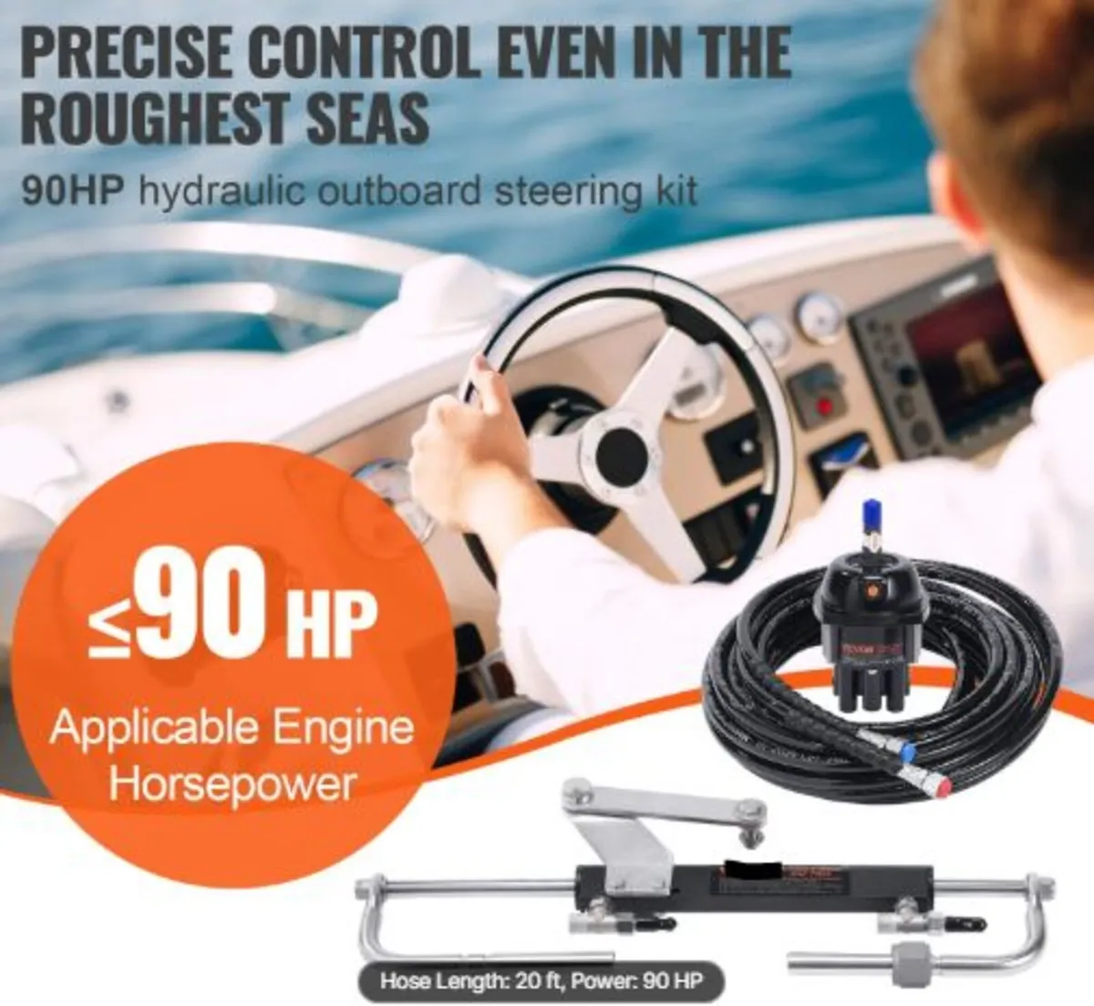 Hydraulic Outboard Steering Kit, Marine Boat - Image 3