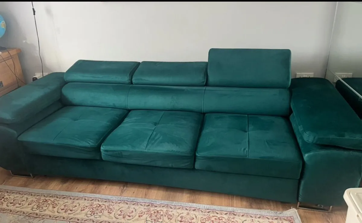 Teal Velvet Sofa Bed - Perfect Condition - Image 1