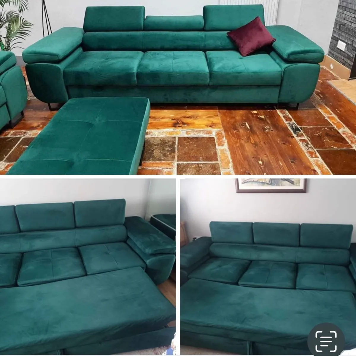 Teal Velvet Sofa Bed - Perfect Condition - Image 2