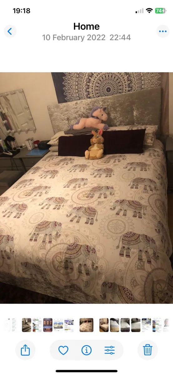 5ft king size divan bed, headboard and mattress - Image 2