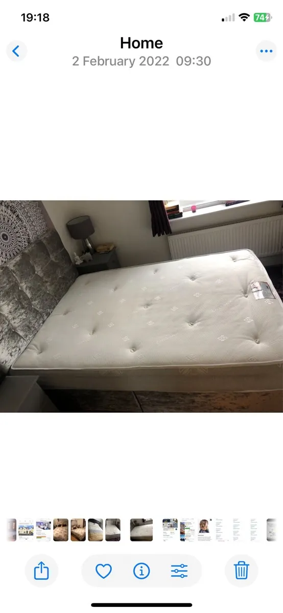 5ft king size divan bed, headboard and mattress - Image 3