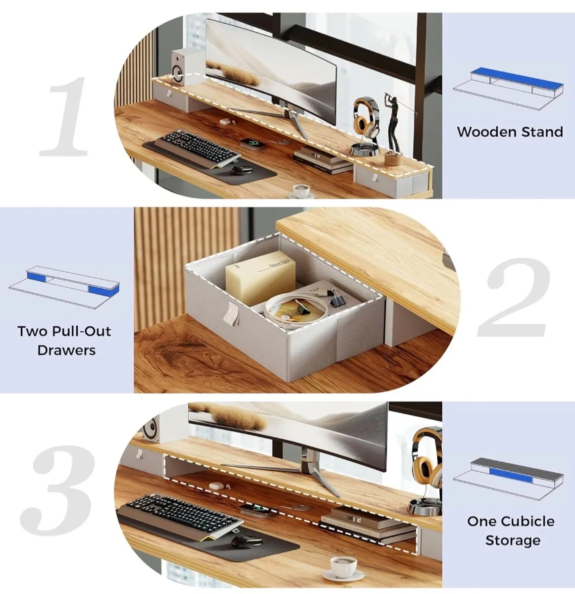 Electric Adjustable Height Desk with 2 Drawers, 12 - Image 4