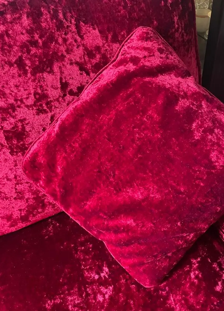 Boutique Red Velvet Sofa and Armchair - Image 2