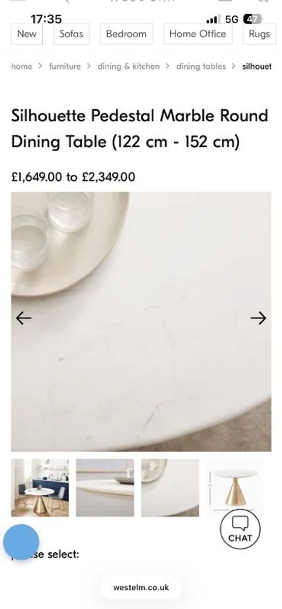 West Elm marble dining table and chairs - Image 3