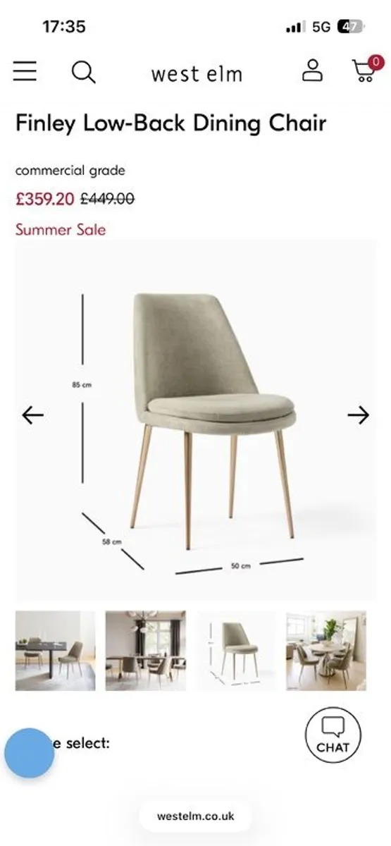 West Elm marble dining table and chairs - Image 4