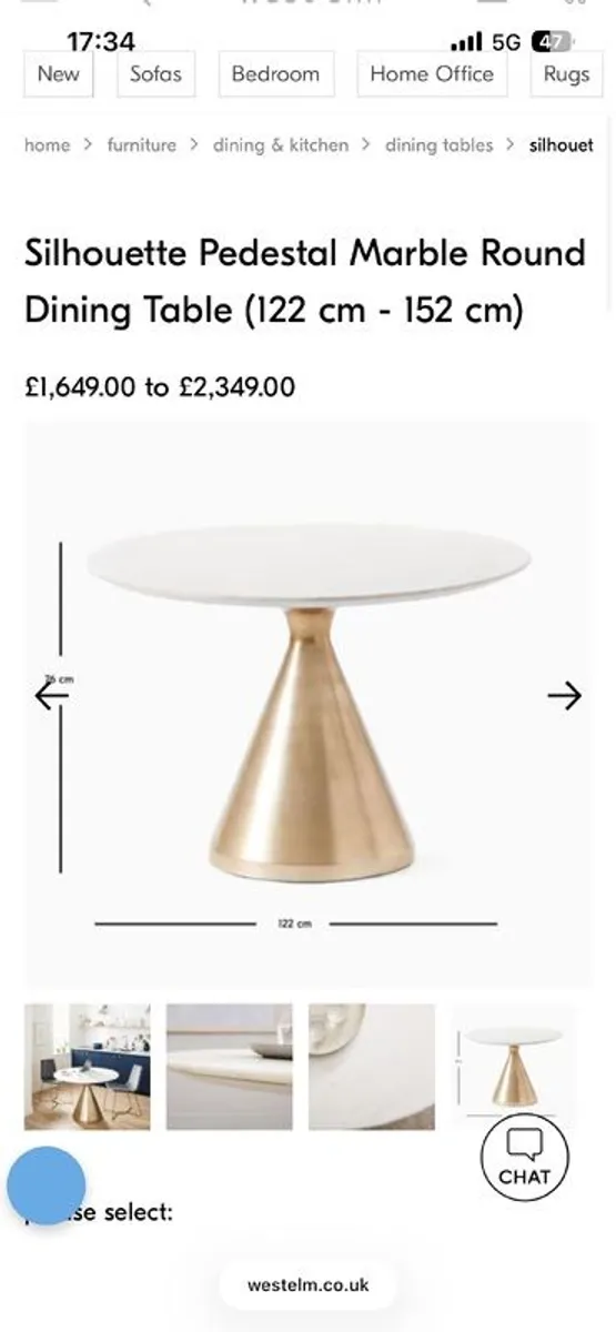 West Elm marble dining table and chairs - Image 2