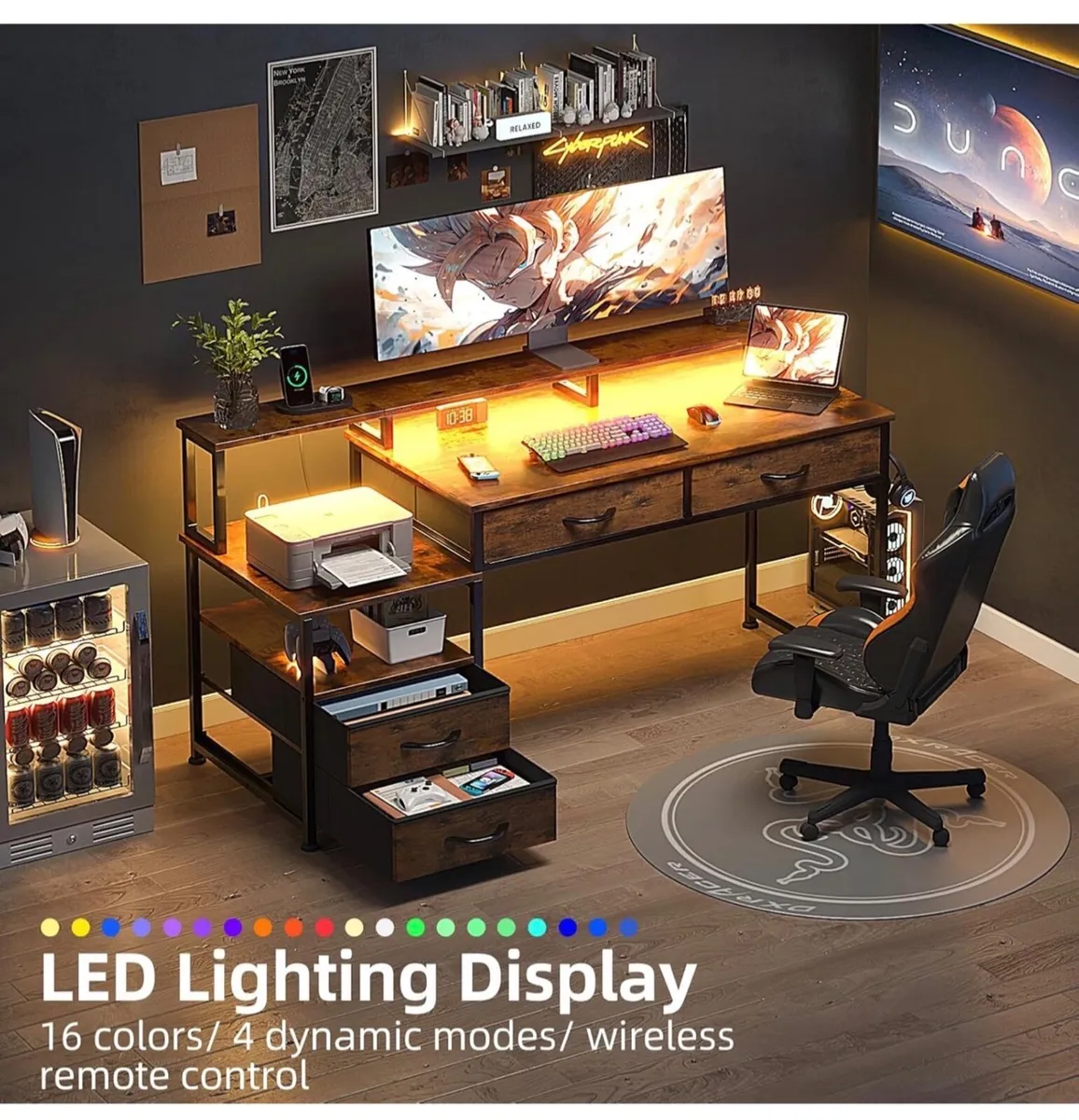 135cm Computer Desk with Power Outlet and Charging - Image 4
