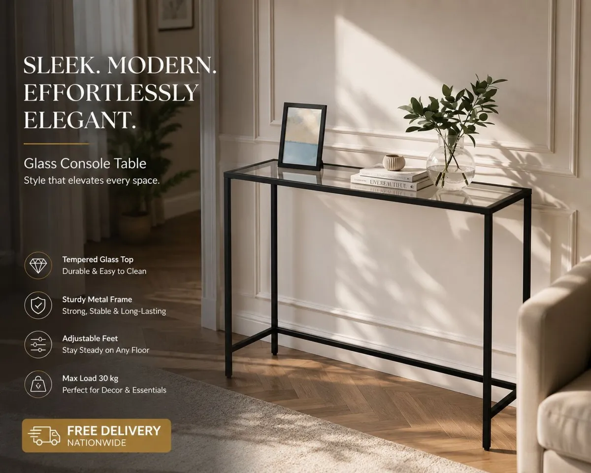 Tempered glass surface console table - Image 1