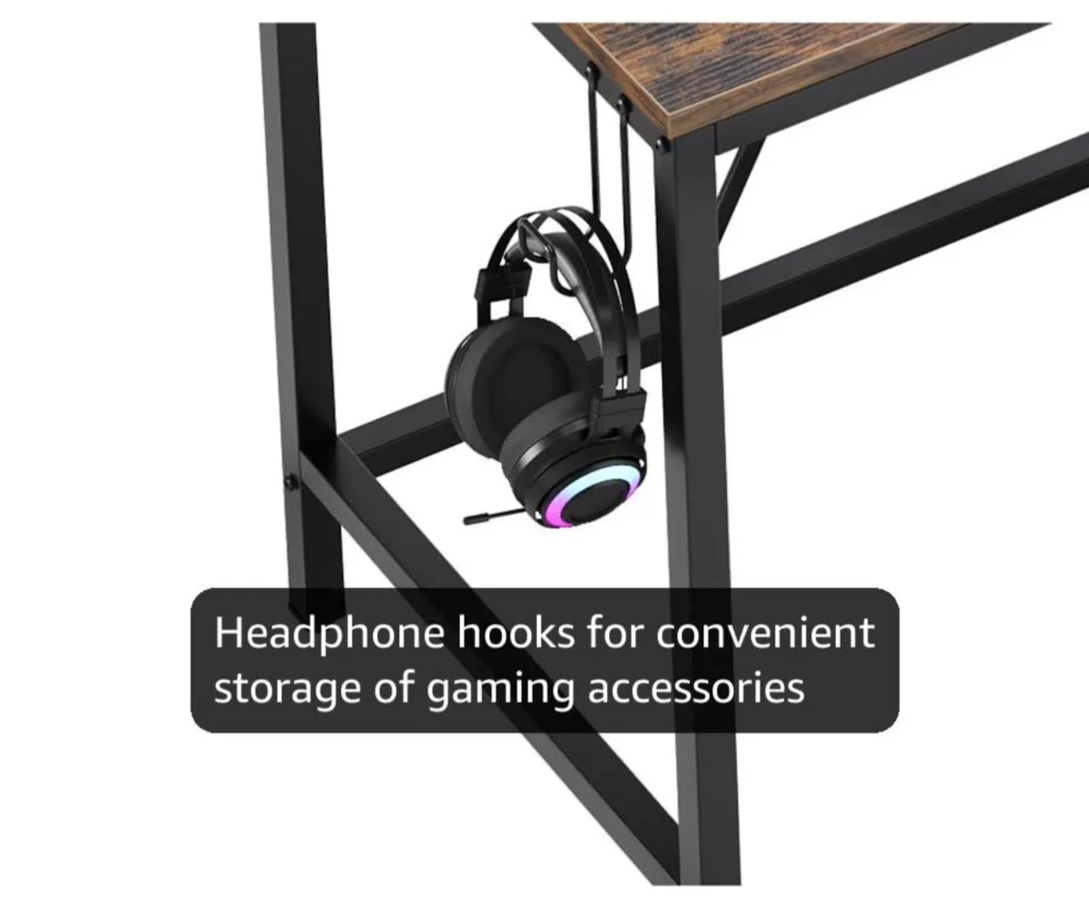 147CM L-Shaped Desk with Power Outlets & LED Light - Image 2