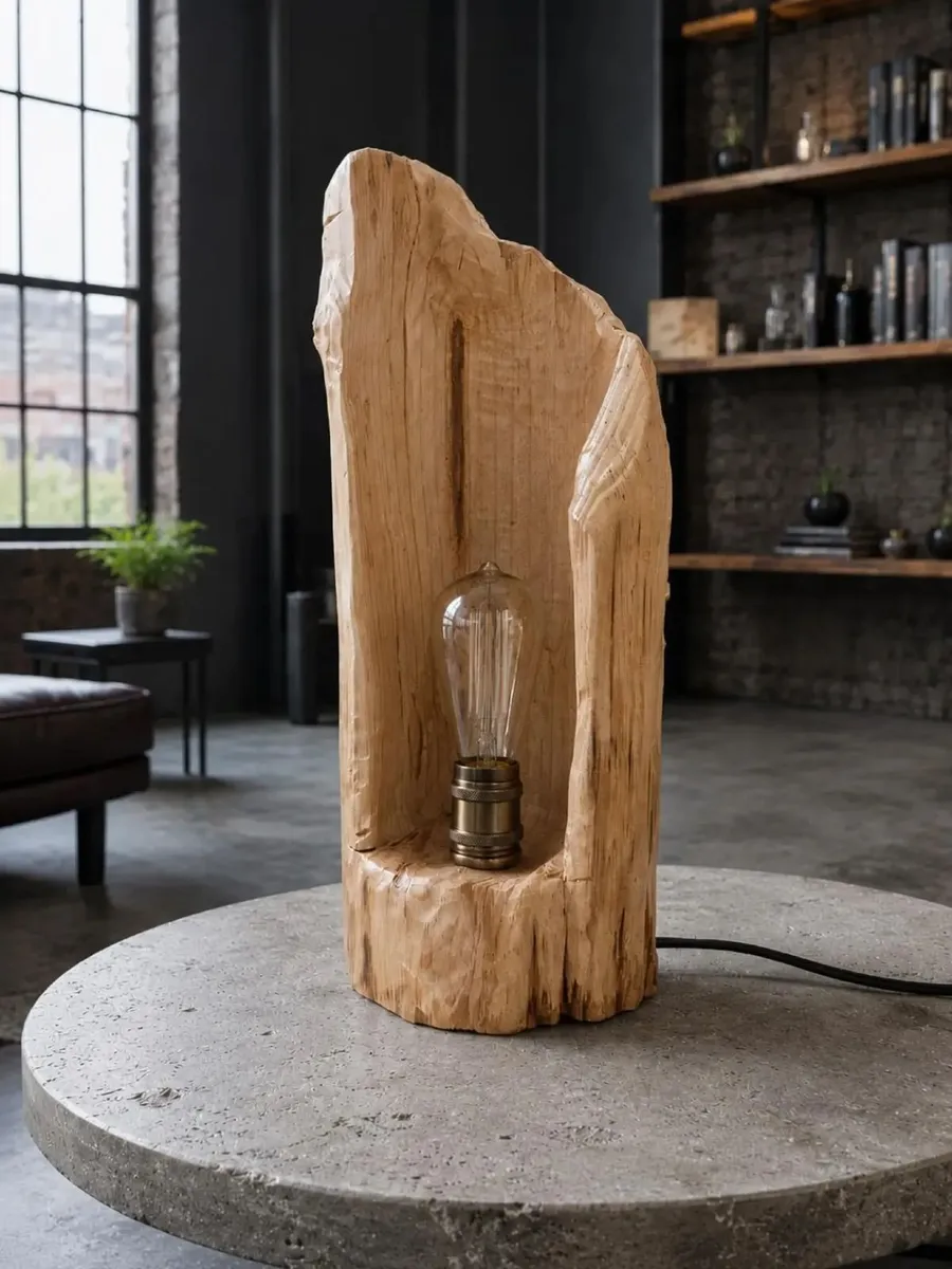 Hand-Carved Driftwood Lamp | Dimmable LED - Image 2