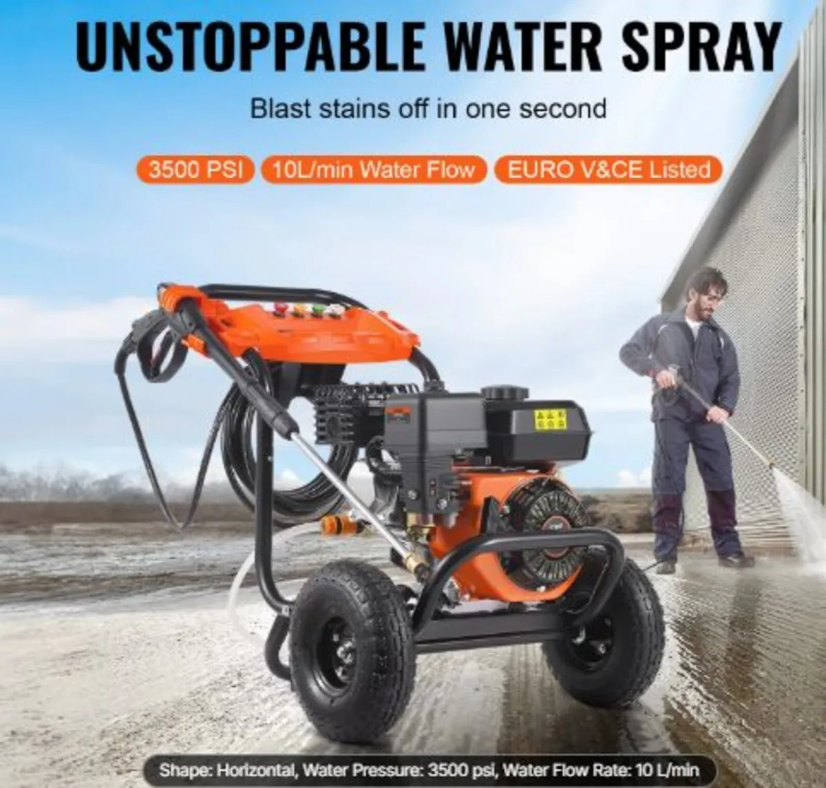 Gas Pressure Washer, 3500 PSI 10L/min, 2.6 GPM Gas - Image 2