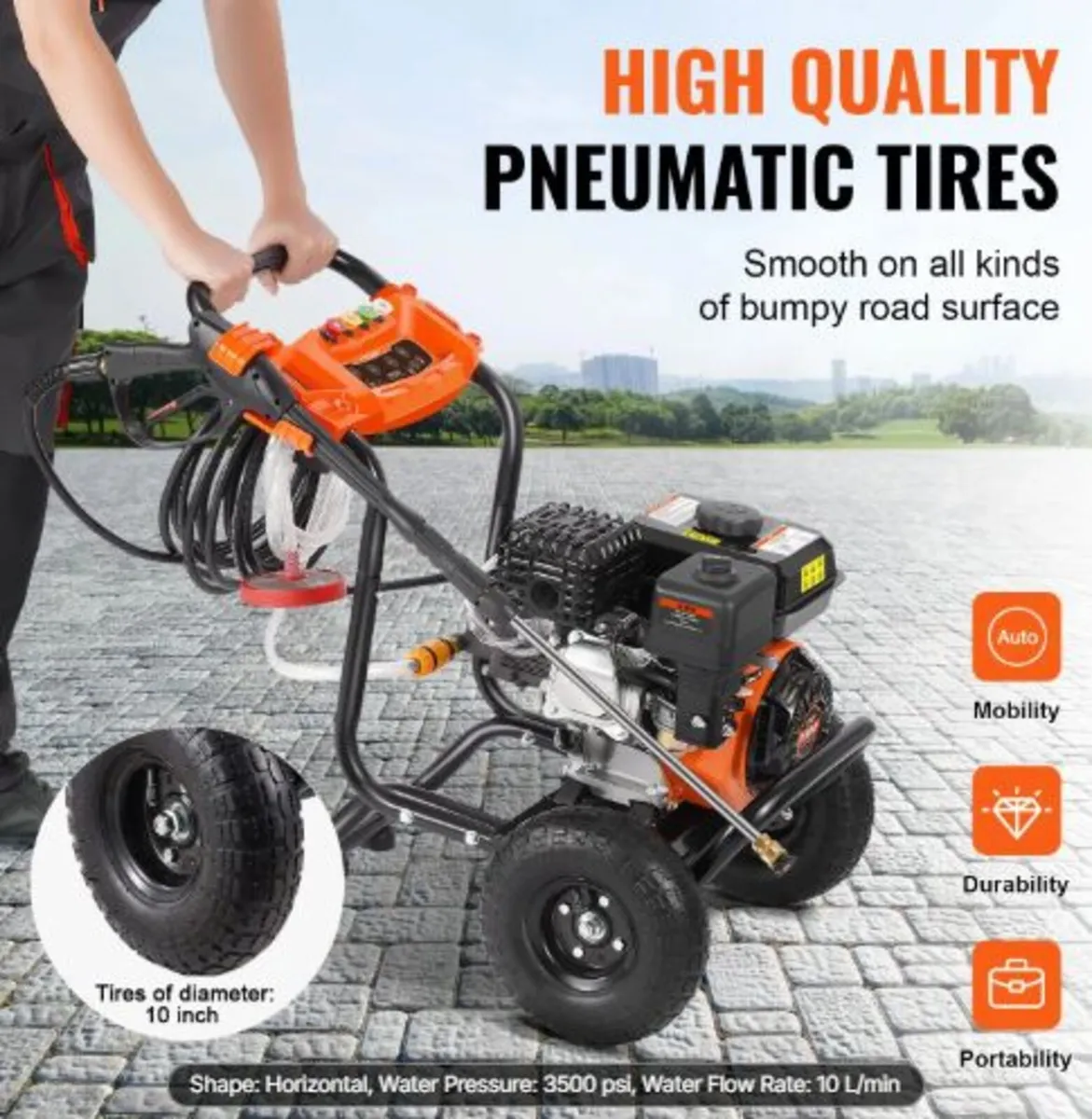 Gas Pressure Washer, 3500 PSI 10L/min, 2.6 GPM Gas - Image 3