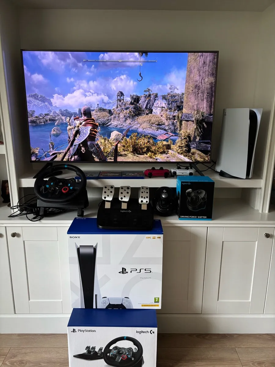 PS5 with Logitech G29 driving kit and games - Image 1