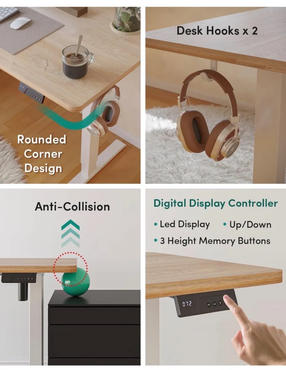 Electric Standing Desk 100 x 60 cm, Height Adjusta - Image 2