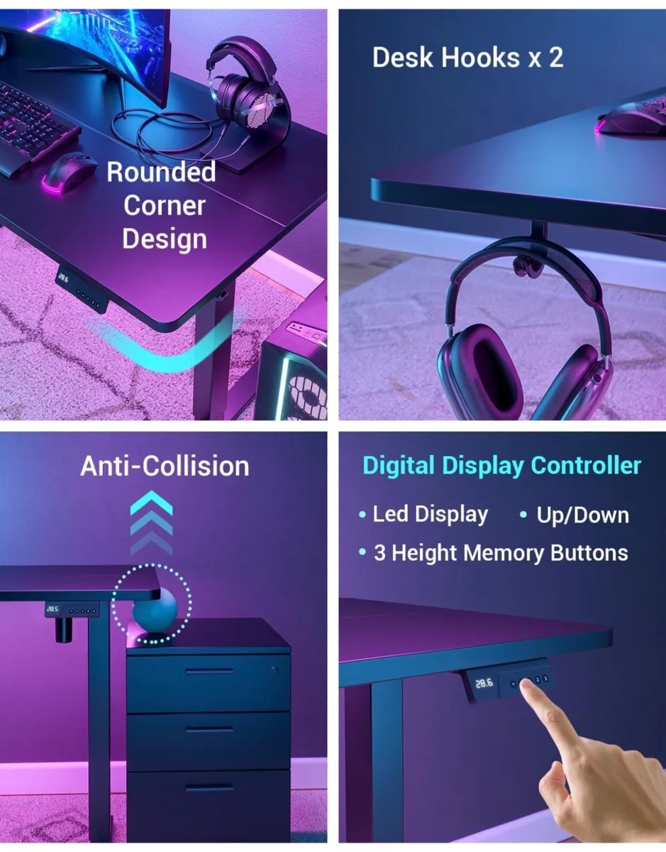 Electric Standing Desk 100 x 60 cm, Height Adjusta - Image 3