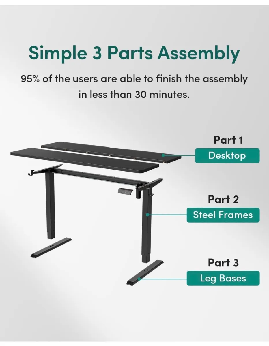Electric Standing Desk 100 x 60 cm, Height Adjusta - Image 3