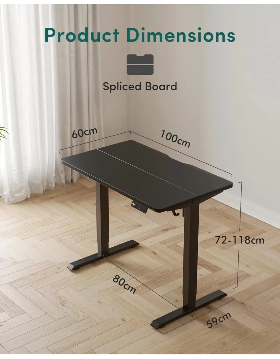 Electric Standing Desk 100 x 60 cm, Height Adjusta - Image 2