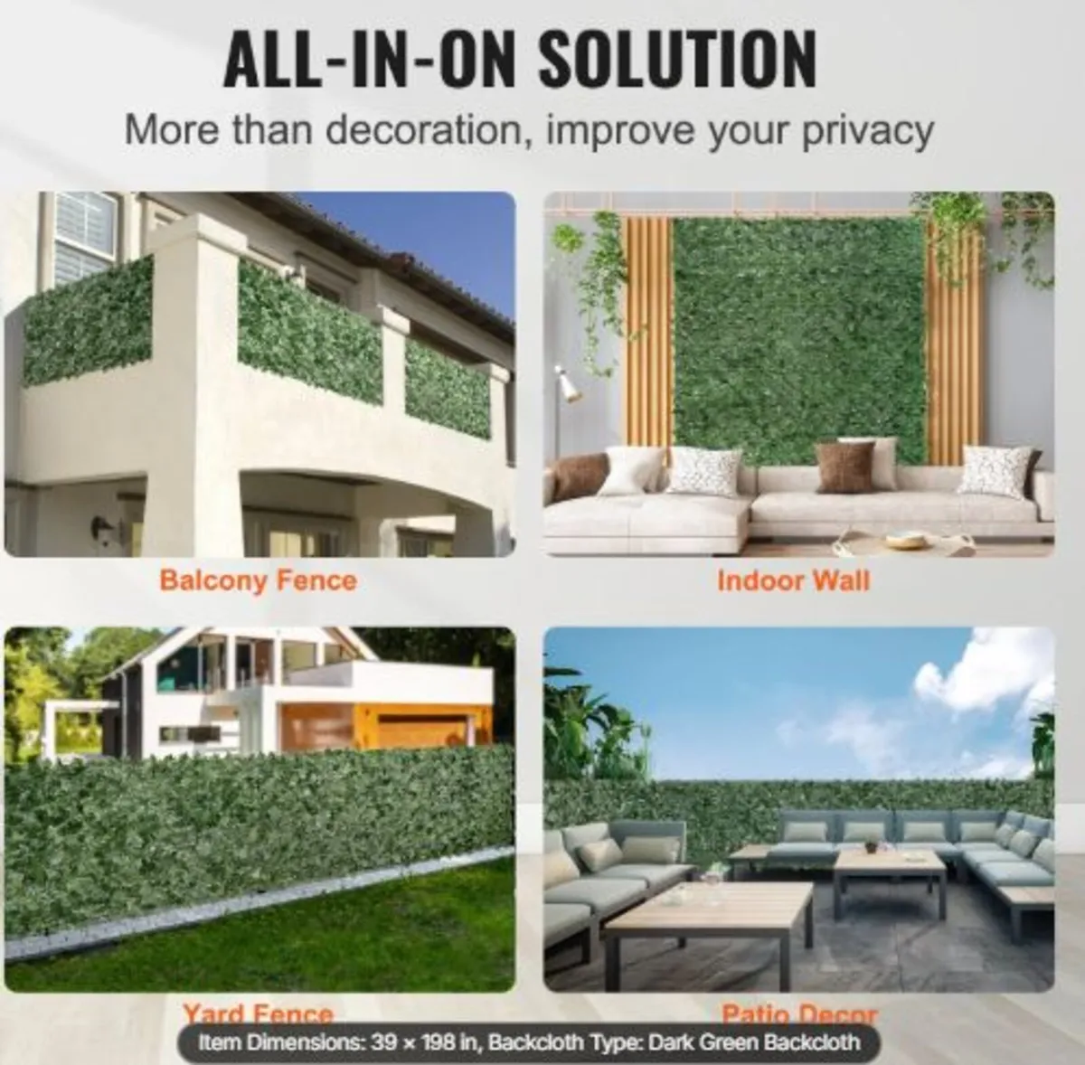 Ivy Privacy Fence, 1 x 5m Artificial Green Wall - Image 4