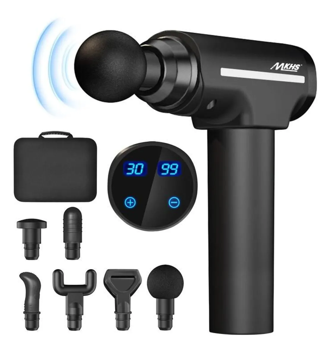 MKHS Deep Tissue Massage Gun - 30 Speeds, 6 Heads & Carry Case Massage gun, MKHS, muscle massager, deep tissue massage, Theragun alternative, percussion massager, fitness recovery, sports massage, physio tool, back pain relief, tight muscles, gym reco - Image 1