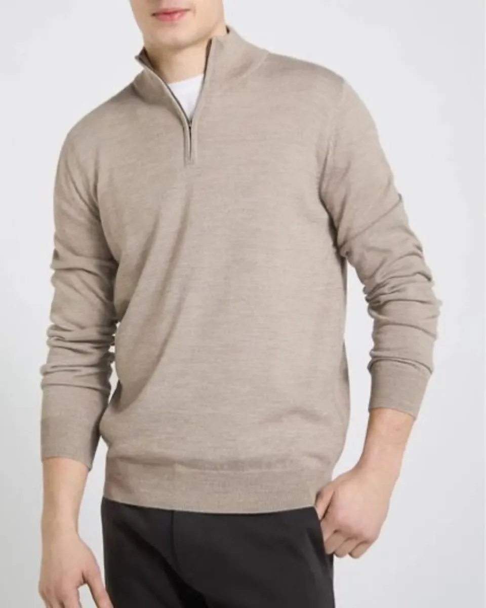 NEW Merino Blend Quarter Zip Jumper: Medium - Image 1