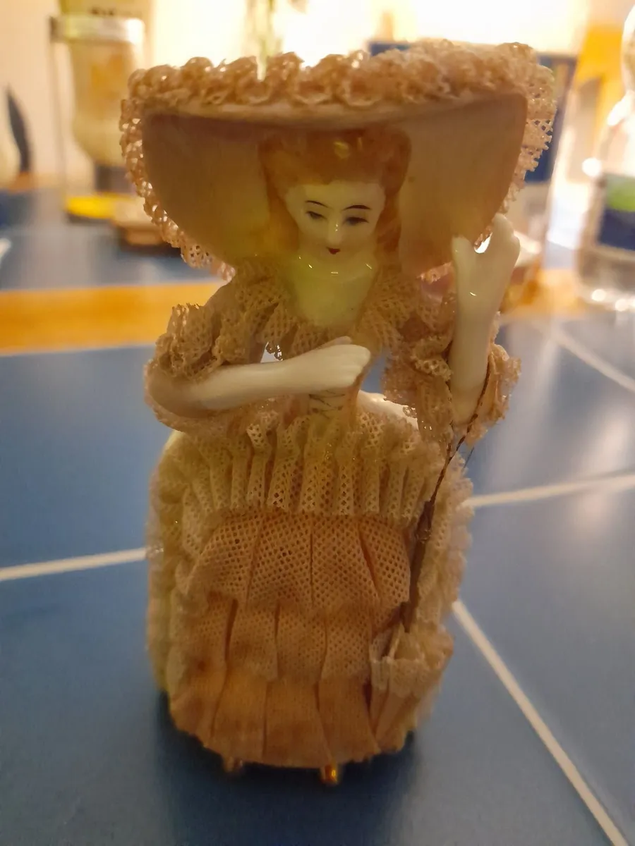 Vintage Mid-Century Dresden Style Lace Porcelain F - Image 1