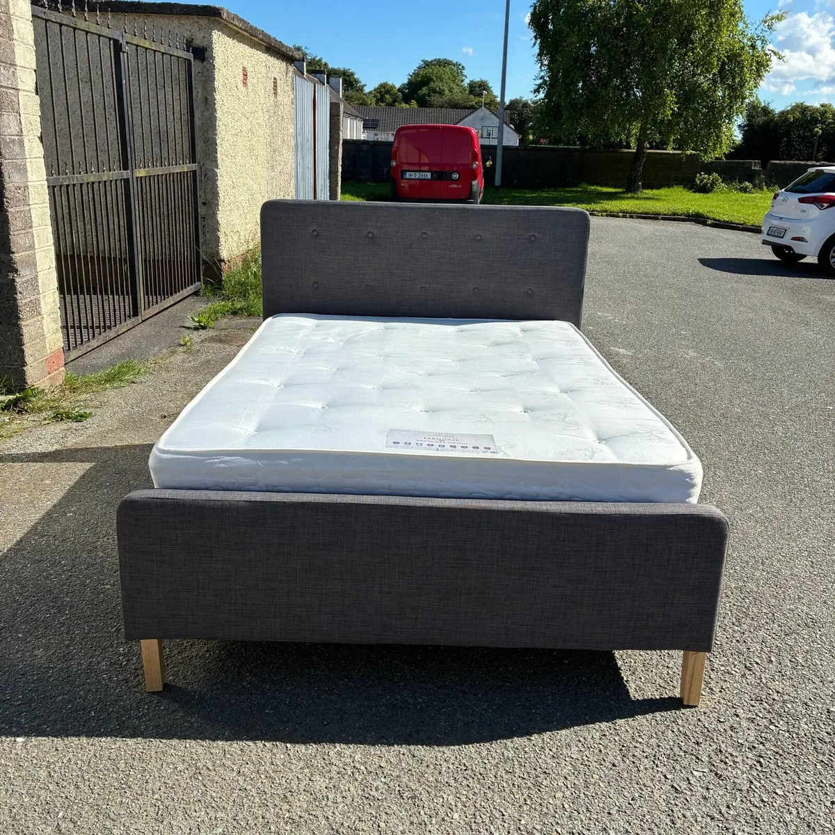 Grey Ottoman Double bed & Mattress - Image 2