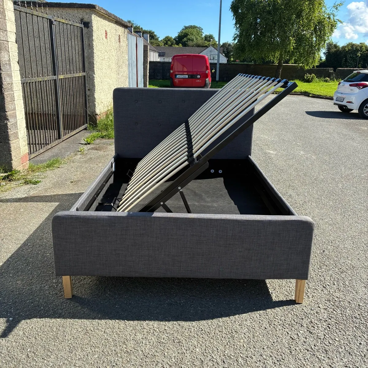 Grey Ottoman Double bed & Mattress - Image 3