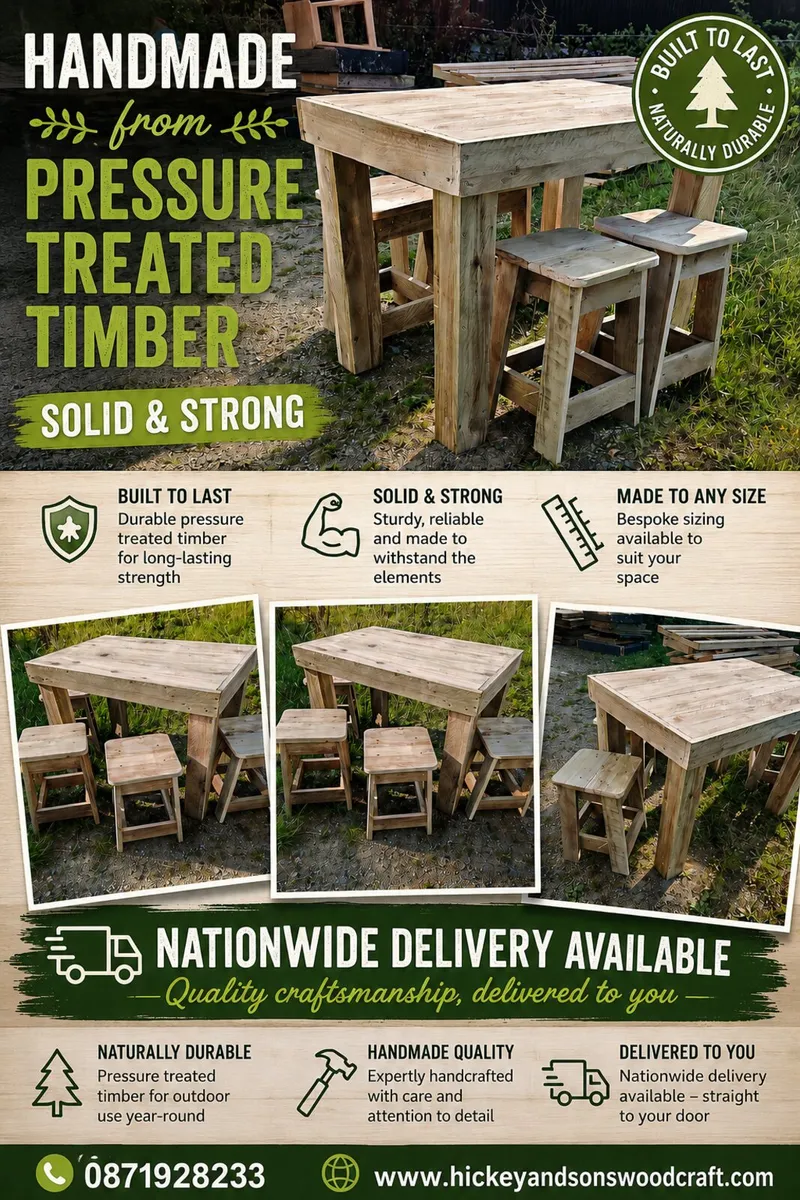 Outdoor table and stools - Image 1