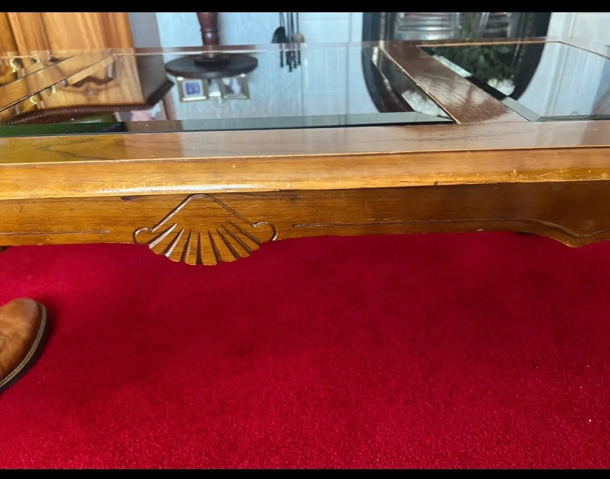 Mahogany tables with glass - Image 2