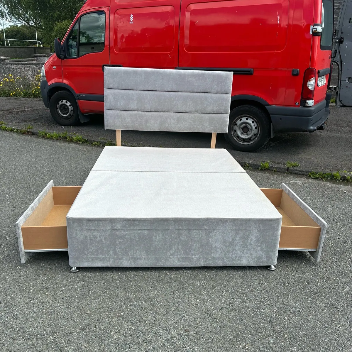 VGC! grey Double bed with 2 drawers & mattress - Image 2