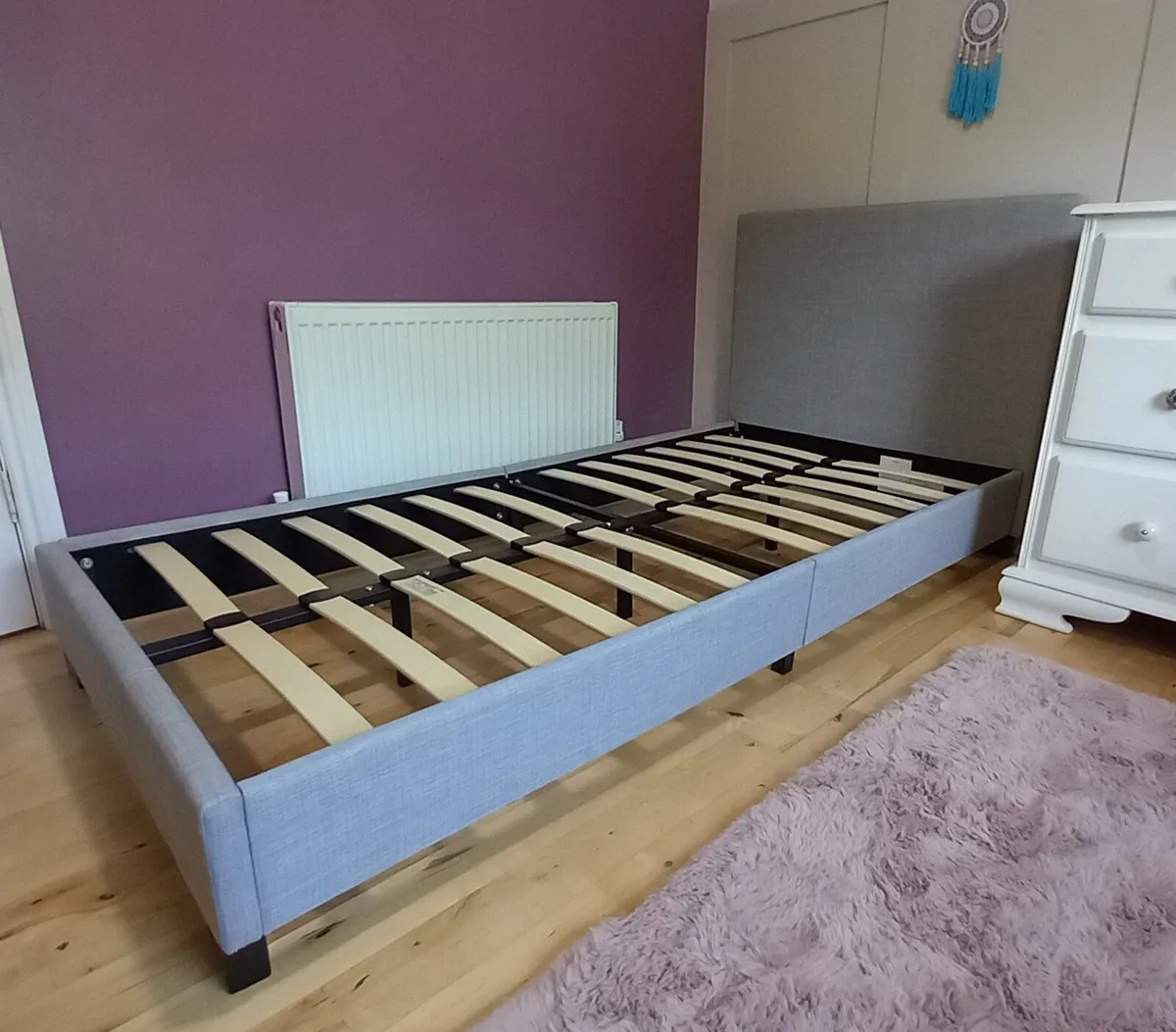 Grey fabric single bed frame - Image 1