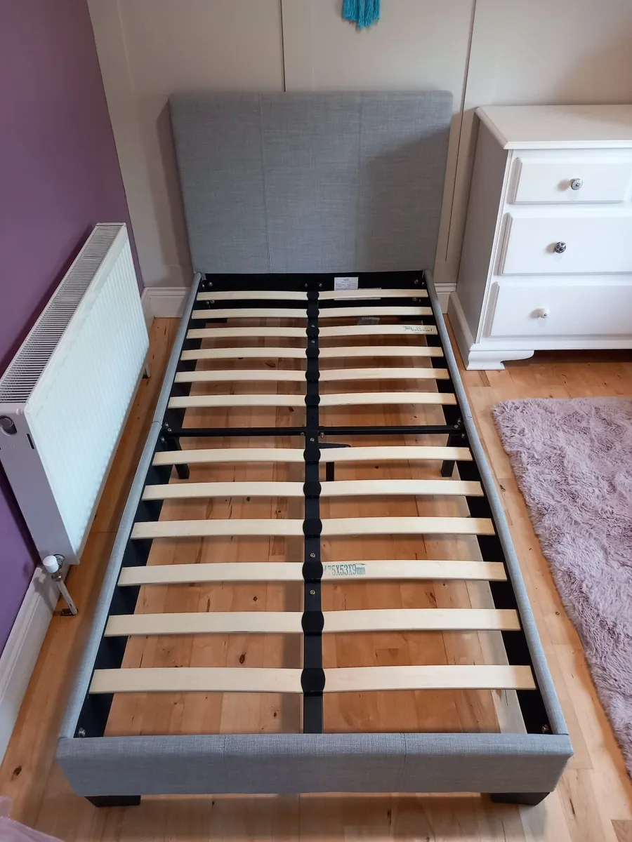 Grey fabric single bed frame - Image 2
