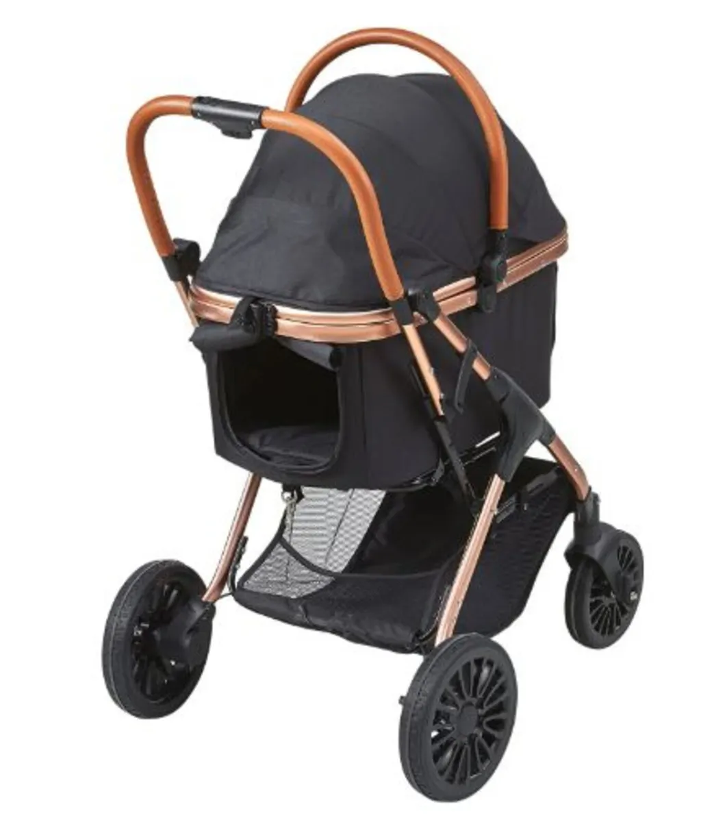 Pet Stroller, 4 Wheels Dog Stroller Rotate - Image 4