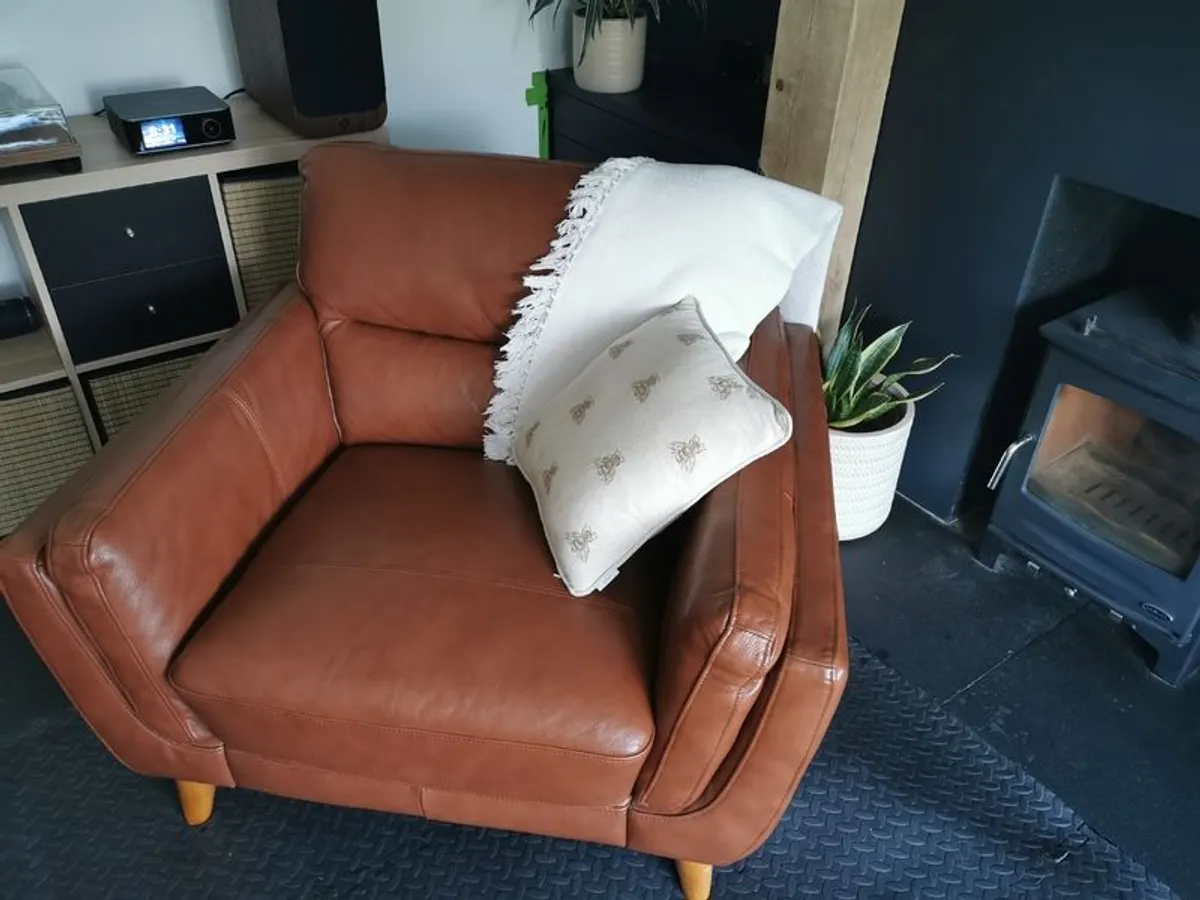 Bianca Brown Leather Armchair - Image 1