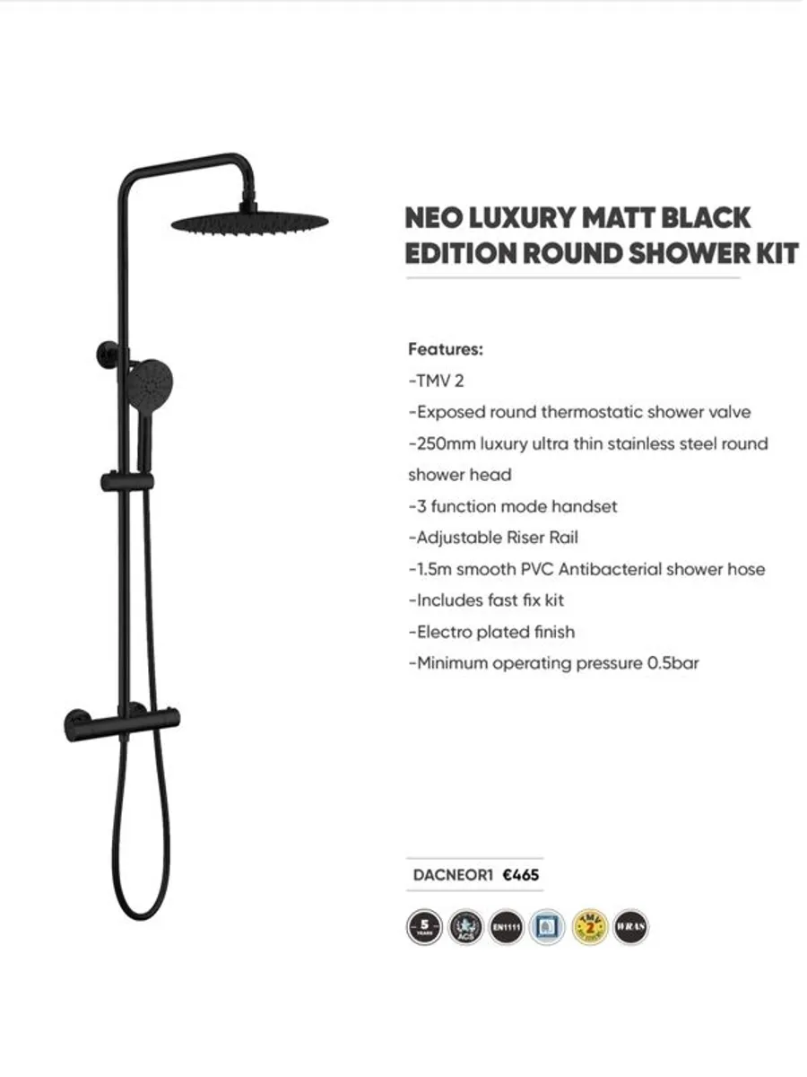 Black Shower Set 50% Off RRP - Image 1