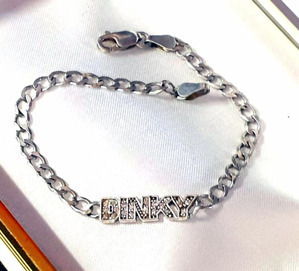 Vintage Hallmarked Silver Gemset Logo Bracelet - Image 1