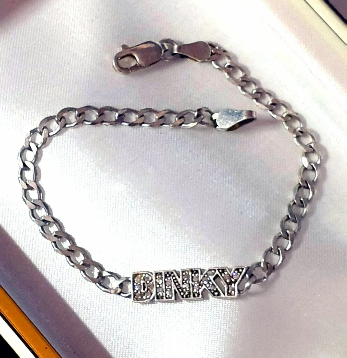 Vintage Hallmarked Silver Gemset Logo Bracelet - Image 2