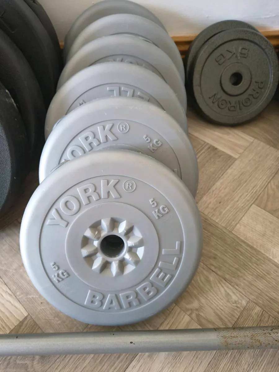 Huge selection of weights, bar and a kettle bell - Image 2