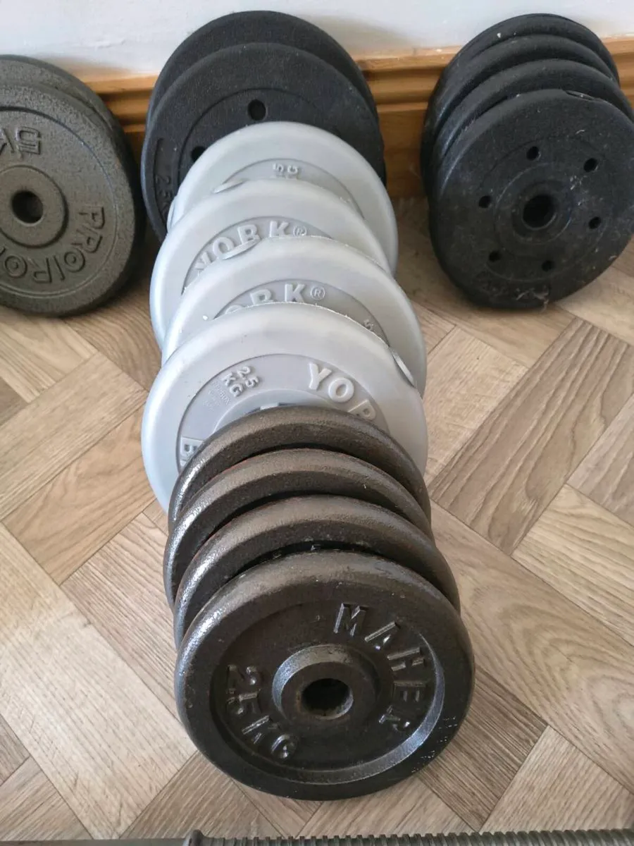 Huge selection of weights, bar and a kettle bell - Image 4